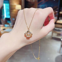 rose gold alloy crown throbbing zircon necklace women 2021 latest wedding royal style 3 colors clean stone lady party jewelry