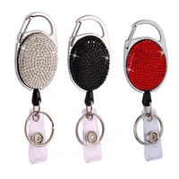 crystal retractable pull keychain badge reel id holder lanyard key chain belt clips for id card holder