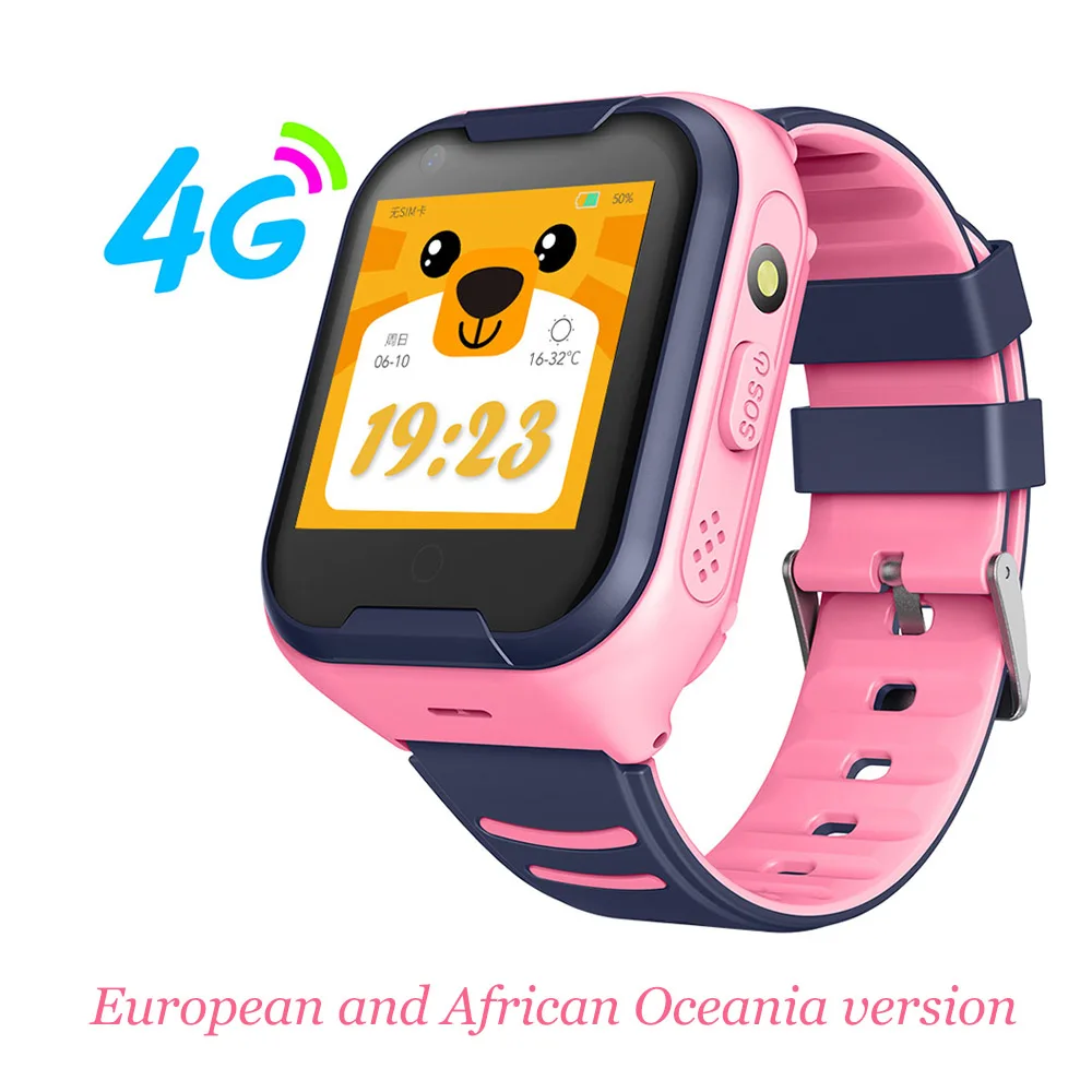 pink EU Tornstic 4G Детские умные часы Sim телефонный звонок Водонепроницаемый IP67 удаленный мониторинг видео звонок с камерой Детские умные часы gps - Цвет: pink EU