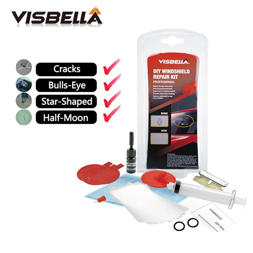 Комплект для ремонта ветрового стекла и восстановления фар Visbella Набор