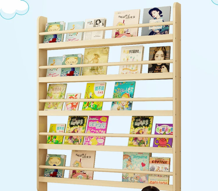 Полка для книг и газет полка настенная из натурального дерева детского сада |