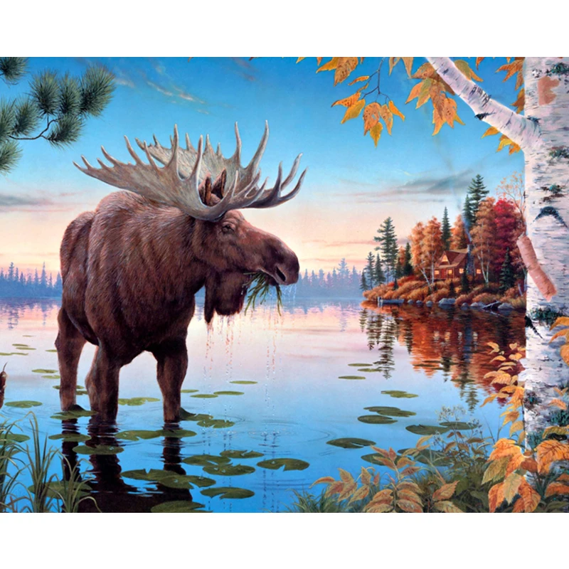 Полноформатная алмазная живопись 5D Алмазная мозаика сделай сам вышивка лосями