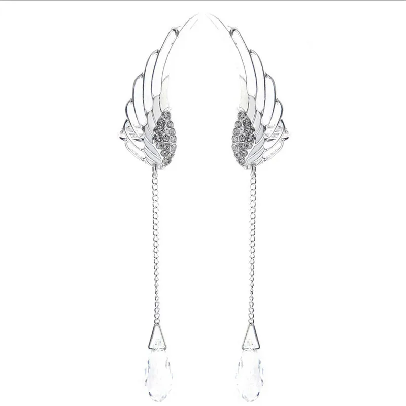 2021 New Silver Plated Angel Wing Stylist Crystal Earrings Drop Dangle Ear Stud For Women Long Cuff Earring Bohemia Jewelrys | Украшения и