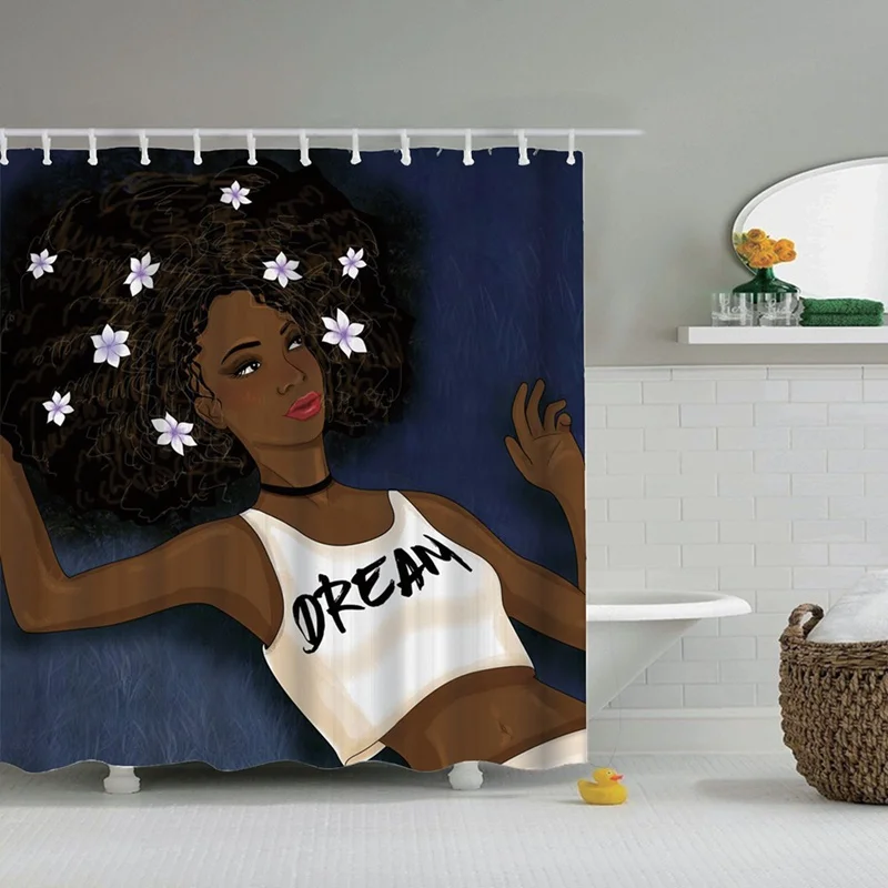 Водонепроницаемая шторка для душа из полиэстера с принтом Dafield Dream Girl африканская