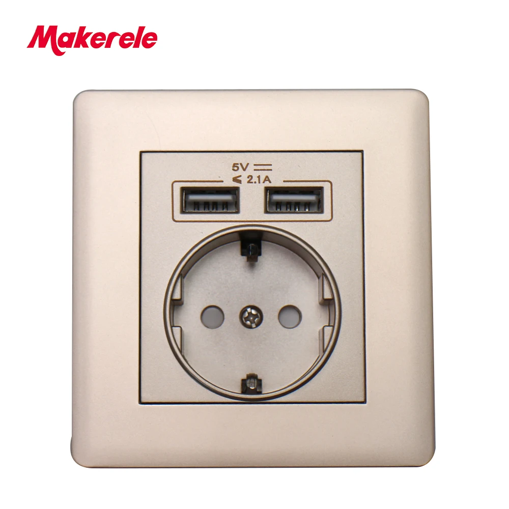 Настенная розетка Makerele 16 А 2 USB порта ма|Электрические розетки| |