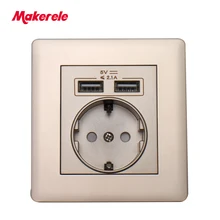 Настенная розетка Makerele 16 А 2 USB порта ма|Электрические розетки|