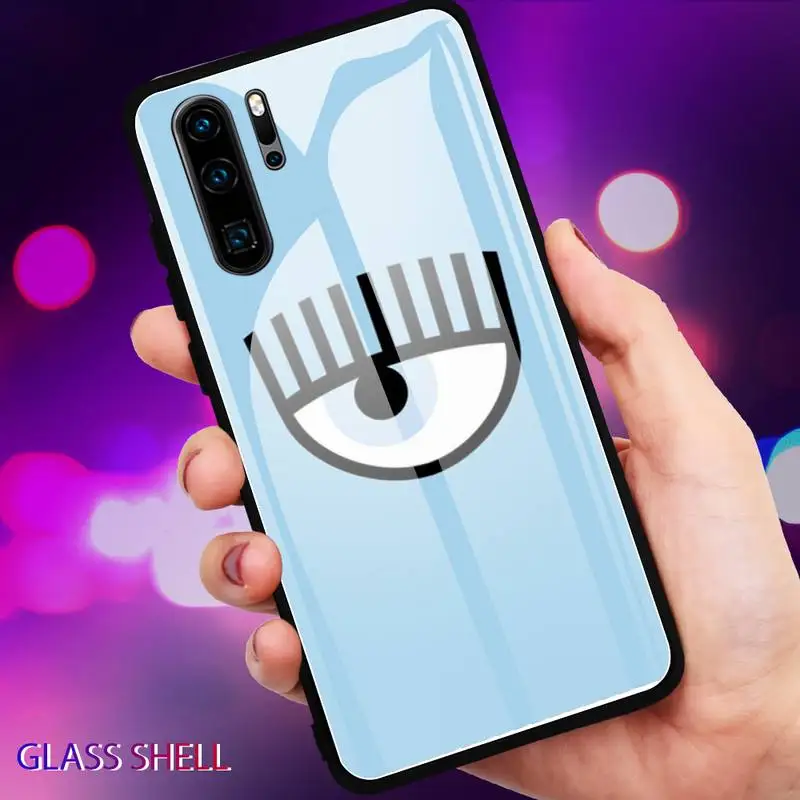 

Hot Chiara Ferragni Eyes Phone Case For Huawei P9 10Plus 20PRO P30 Lite Back Cover Tempered Glass Cases For NOVA 3E Series