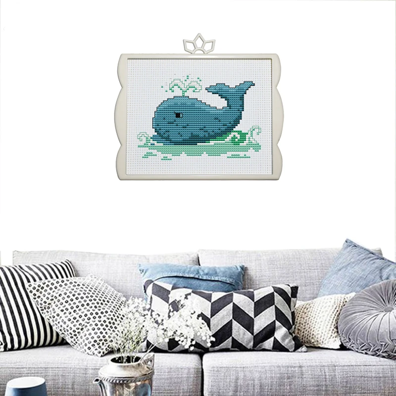 Милая мультяшная фоторамка с маленьким Китом вышивка крестиком простое ремесло