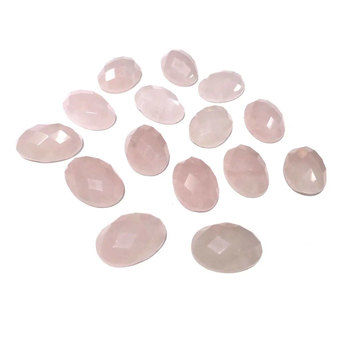 

Natural Stone Rose quartz Cabochon Beads Faceted Flat Back Oval No Hole Loose Beads For jewelry making DIY Ring accessories