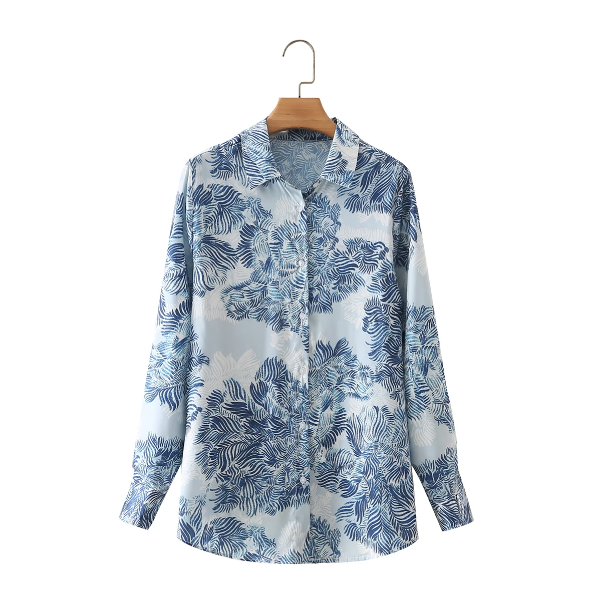 

JC·KILIG 2021 Tree Shirt With Leaf Print Lapel TB21199