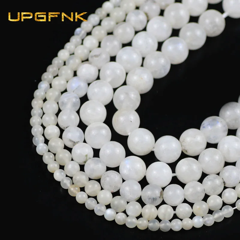 

UPGFNK Natural Blue Moonstone Beads Round Loose Spacers Beads For Jewelry Making 15'' 6/8/10mm DIY Bracelet Necklace Accessories