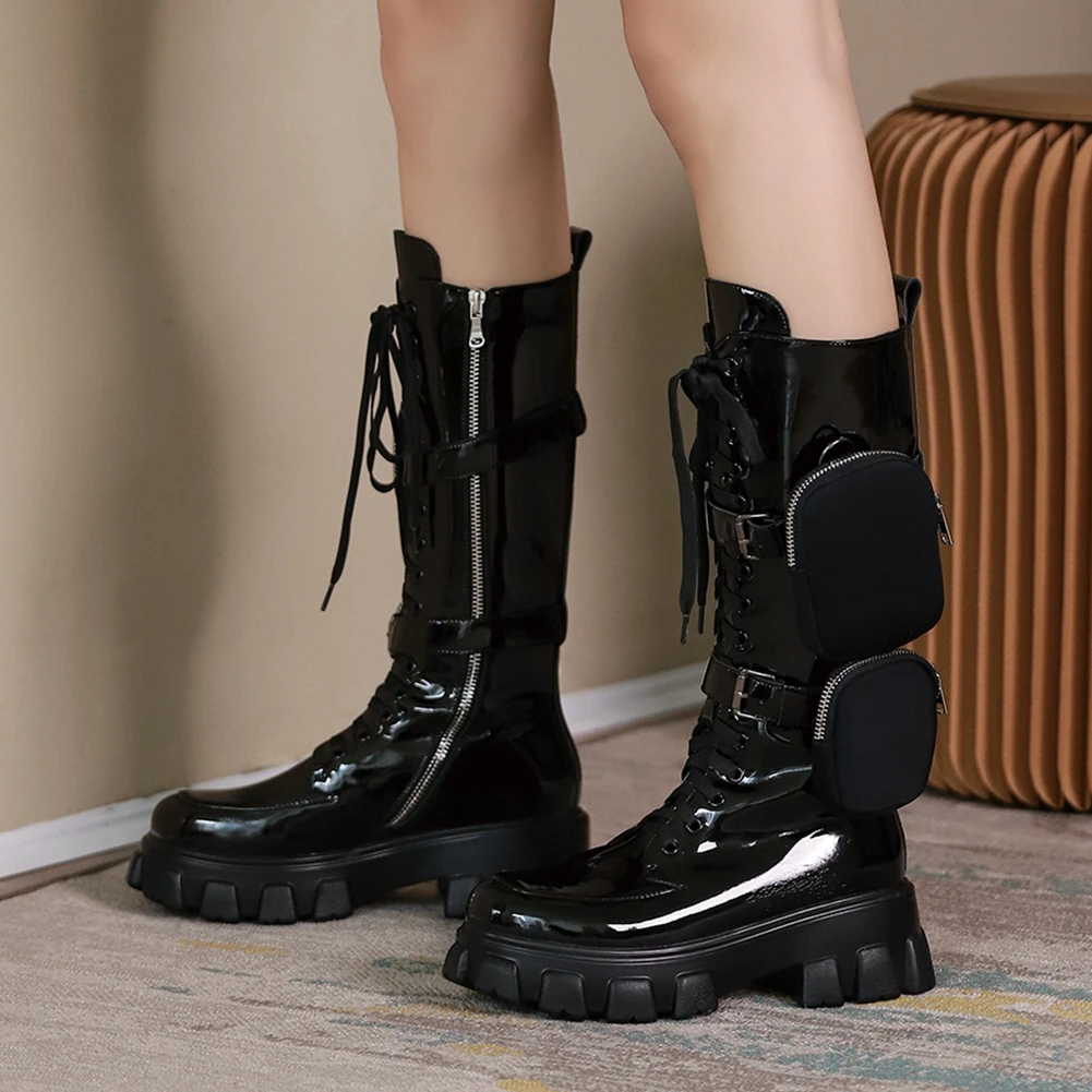 

RIBETRINI Chic winter boots Boots Women Big Size 42 Genuine Leather Purses Skidproof Sole Outdoor Motorcycles Boot Footwear