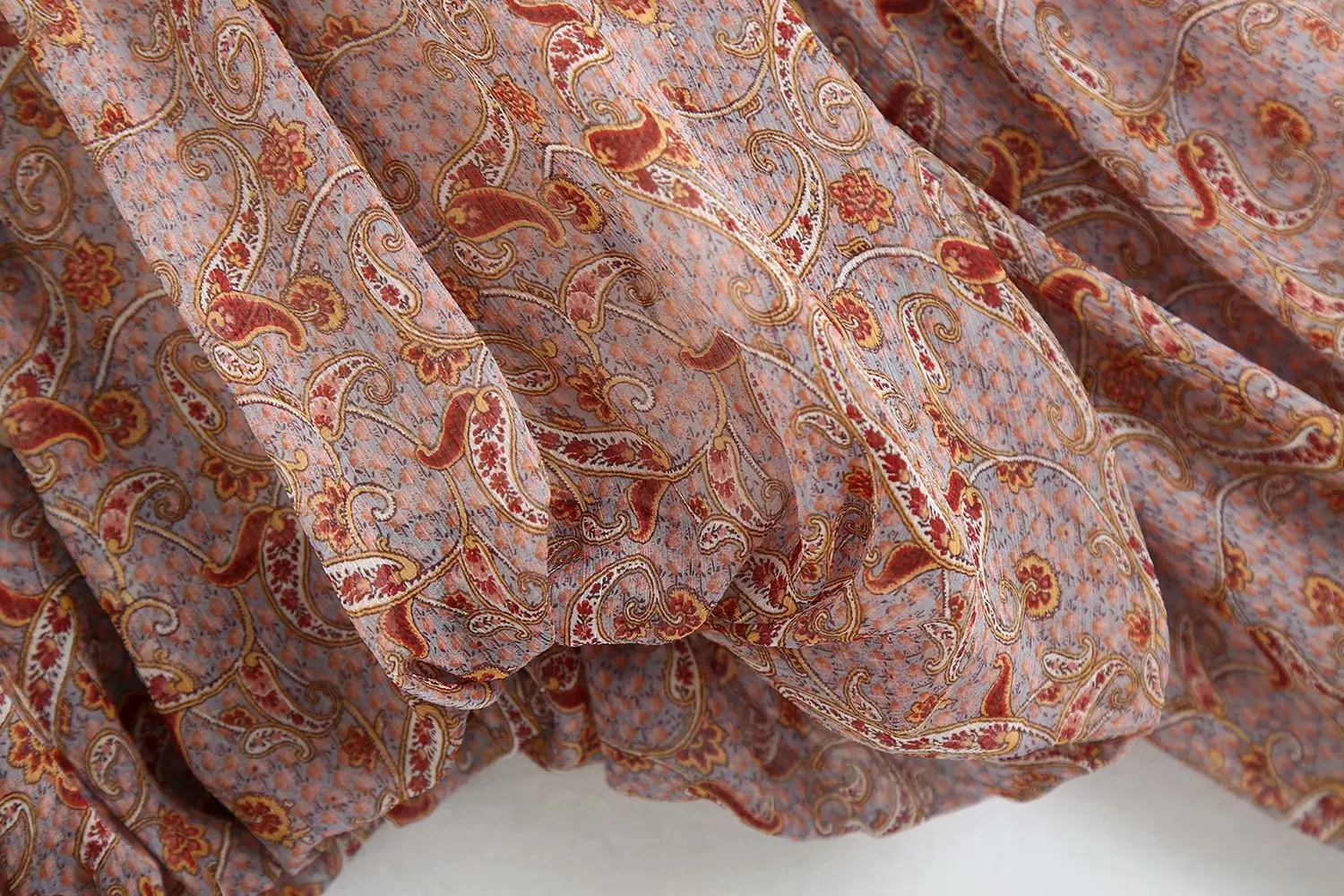 

Europe and the United States 2020 autumn print short blouse chiffon top