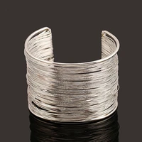 fashion women multilayer metal wires strings open bangle wide cuff bracelet girls fashion jewelry accessories hand ring bracelet