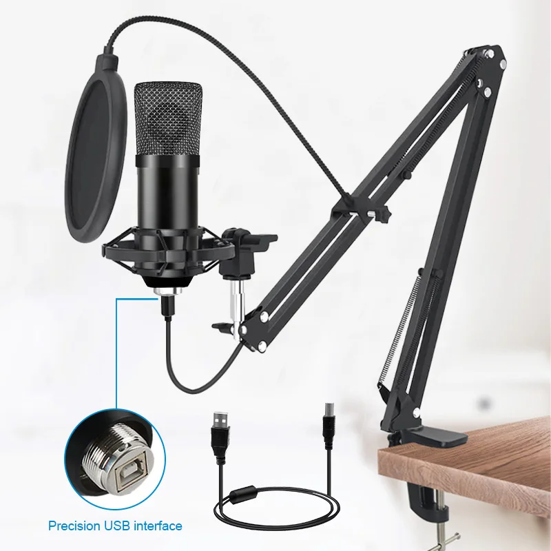 

USB Microphone Professional Condenser Microphones with Cantilever Tripod Mikrofon For PC Youtube Video Gaming Live Recording Mic