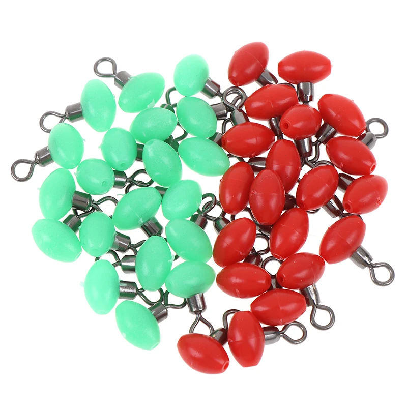 

20pcs Green Saltwater Fishing Terminal Tackle Cross-Line Swivels & Bead T Shape Pulley Slide Rig Connector Luminous New Arrival