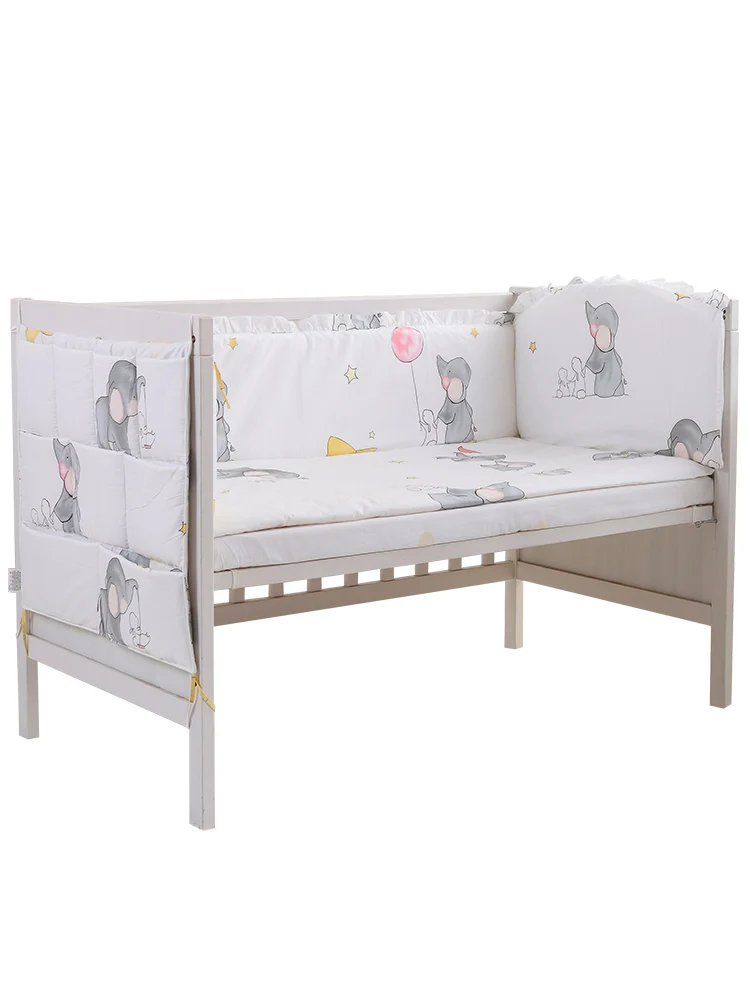 Cute Elephant Printing Baby Bed Bumper Set 4Pcs Newborn Crib Kids Around Cushion Cot Protector Pillows | Мать и ребенок