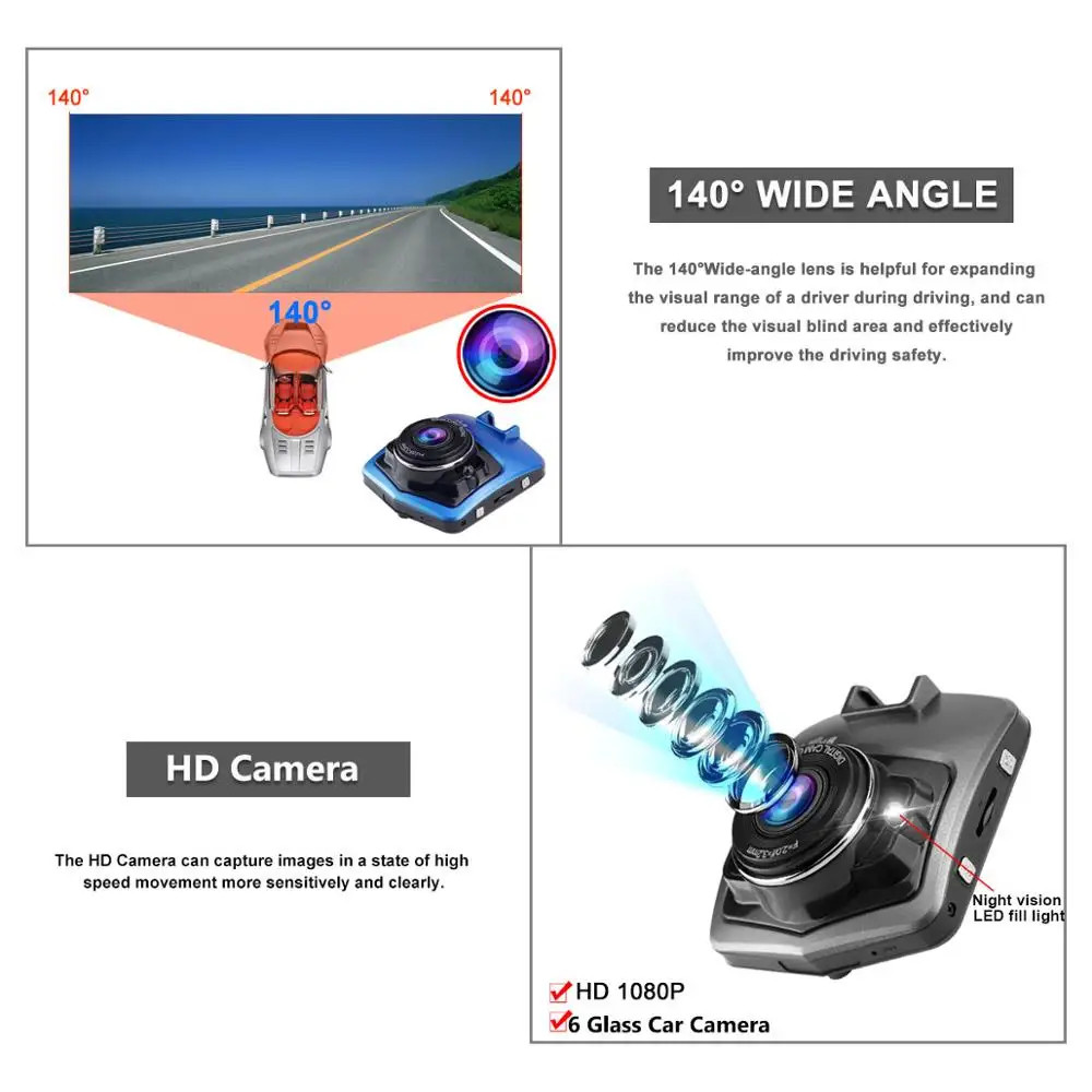 Новый GT300 Dash камера Мини Автомобильный DVR Dashcam Full HD 1080P цифровой видео регистратор
