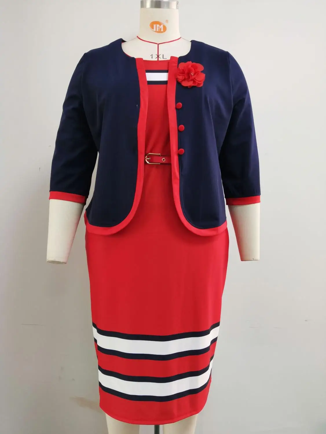 

Plus Size African Dresses for Women 2 Pieces Set Coat Dress New Office Casual Lady Top and Dress Suit African Clothes