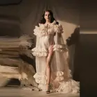 Новое поступление накидка для невесты для беременных с оборками Длинные женские тюлевые платья для беременных для вечеринки выпускного вечера тюлевые платья