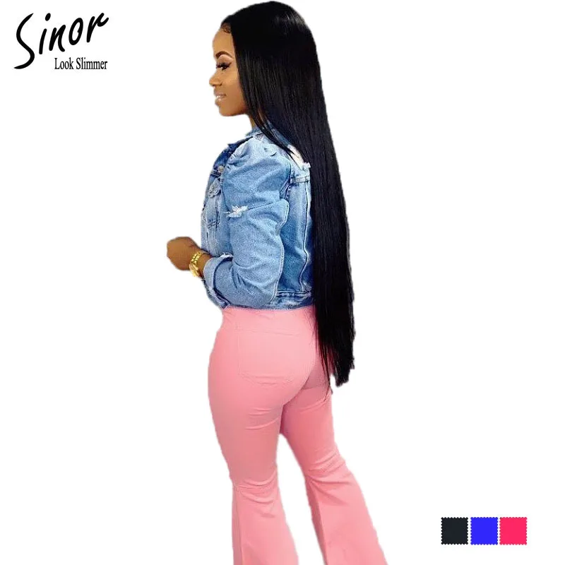 [Sinor】 2019 горячая Распродажа расклешенные джинсы ручной работы с высокой талией и