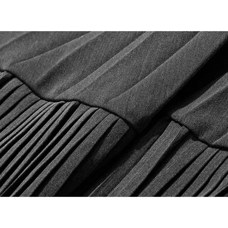 

XITAO Pleated Hem Irregular Skirt Fashion New Women 2020 Patchwork Elastic Waist High Waist Casual Style Loose Skirt ZY1467