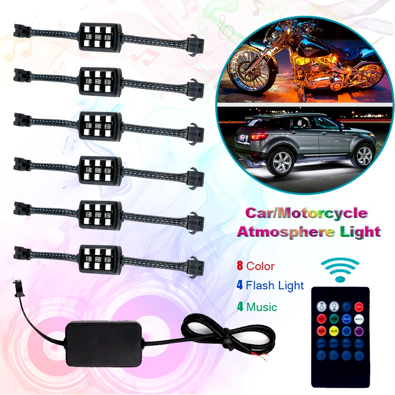 

Motorcycle Led Atmosphere Light Full Color Voice Control Atmosphere Light Led Interior Decoration Light RGB 12V PU