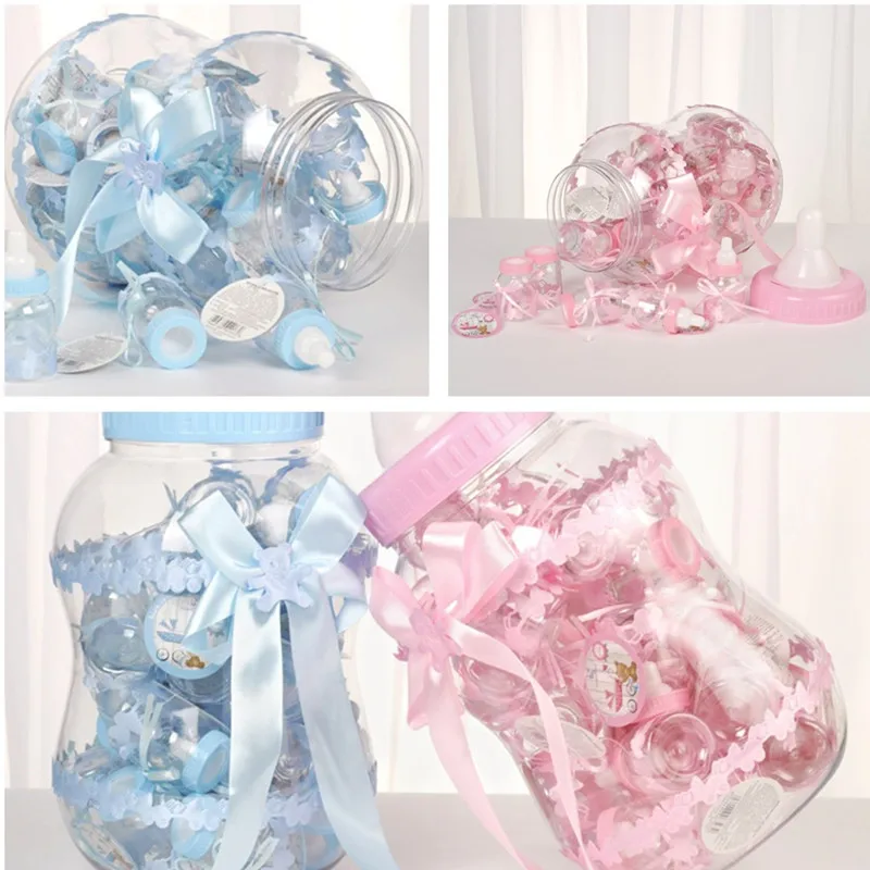 

30pcs Baby Girl Boy Plastic Gift Boxes Baby Shower Candy Baptism Box Baby Feeding Bottle Boite Dragees De Mariage Packaging