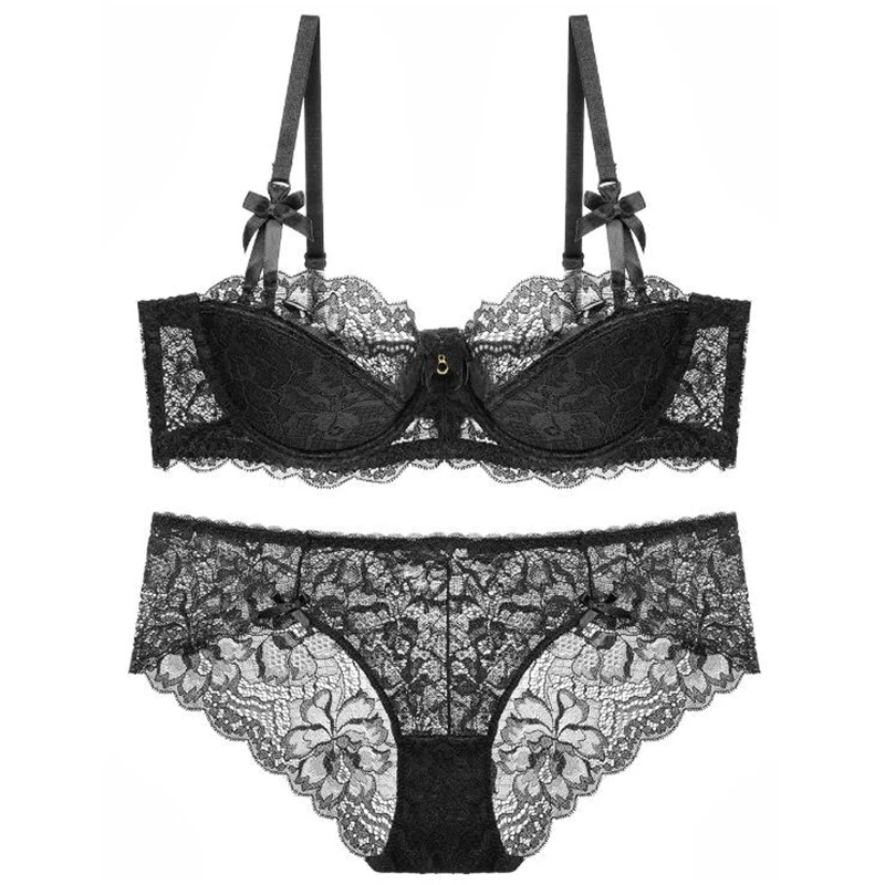 Цветочный пуш ап бюстгальтер и трусики наборы размера плюс белье красивый Для