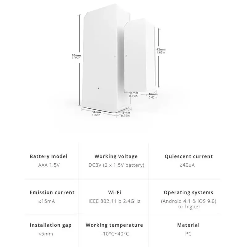 

Sonoff DW2 Wifi Wireless Door Window Sensor Smart Home Remote Control Linkage with SONOFF Device No Hub Required Via Ewelink APP