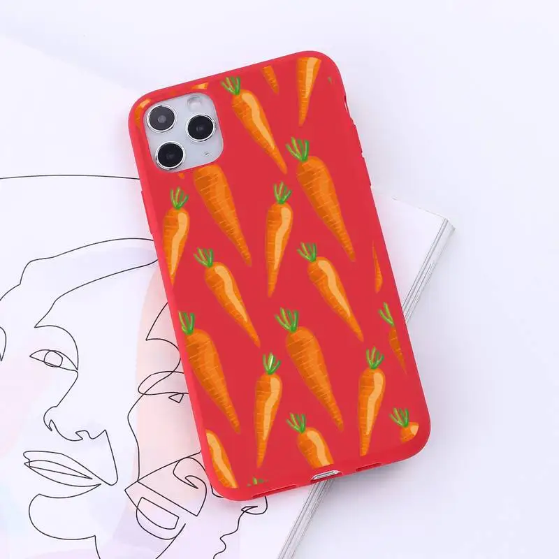 

Cute cartoon carrot red vegetable Phone Case Candy Color for iPhone 6 7 8 11 12 s mini pro X XS XR MAX Plus