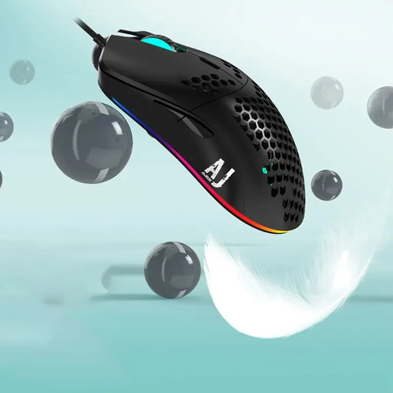 

AJ390 Light Weight Wired Mouse Hollow-out Gaming Mouce Mice 6 DPI Adjustable for Windows 2000/XP/Vista/7/8/10 Systems