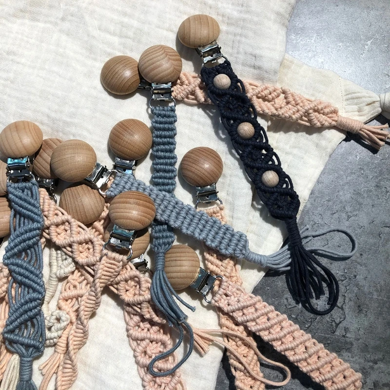 Винтажная Детская Соска-пустышка на цепочке плетеная хлопковая веревка буковая