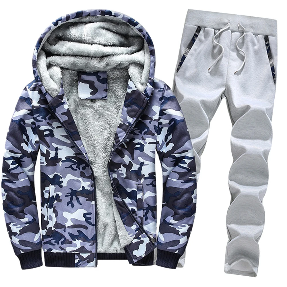 

Winter Tracksuit Men Casual Camouflage Hoodie and Pants Set Men Autumn Winter Outfit 2 Piece Set Fashion Jogging Suit Plus Size