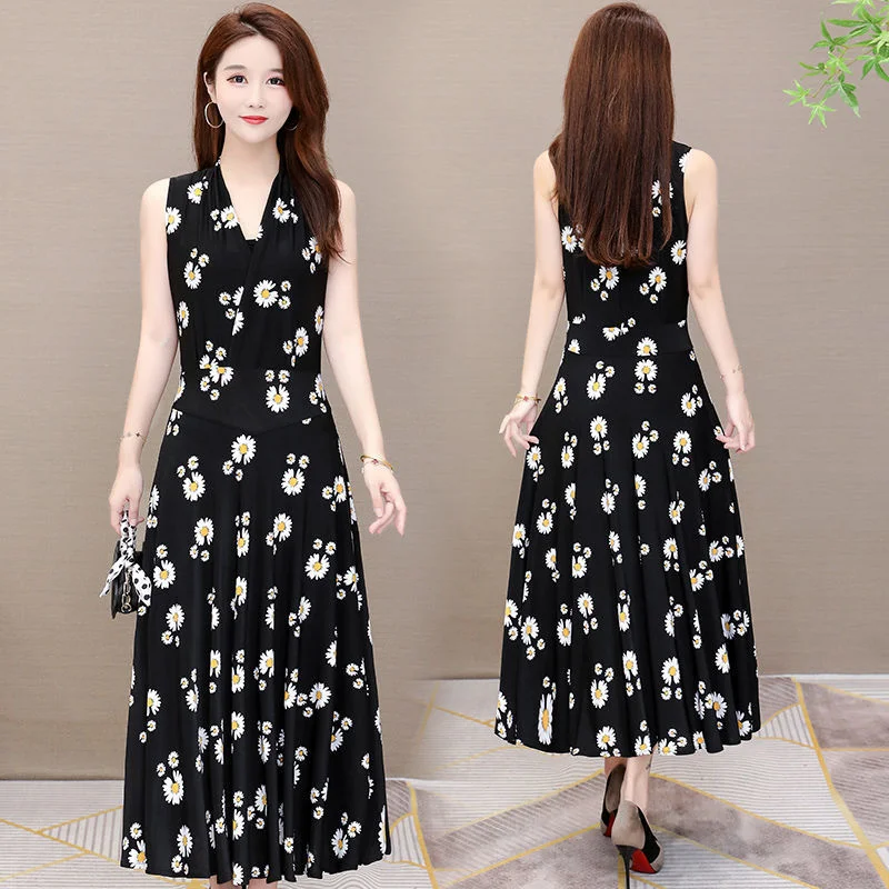 Женское летнее платье с принтом винтажный пляжный сарафан v-образным вырезом без