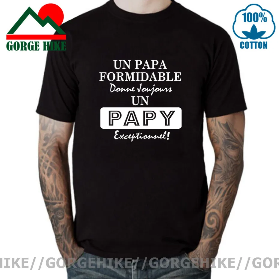 

GorgeHike французский больших Papa и I Love T рубашка Летняя мужская футболка с короткими рукавами из хлопка Fathers Day дедушка папа подарок на день рожде...