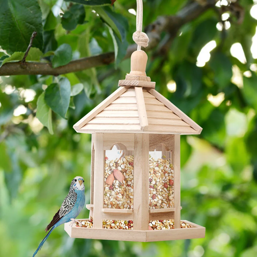 

Outdoor Durable Wooden Plastic Hanging Bird Feeder House Food Case Pet Mount House Type Pet Birdhouse Pet Water Feed