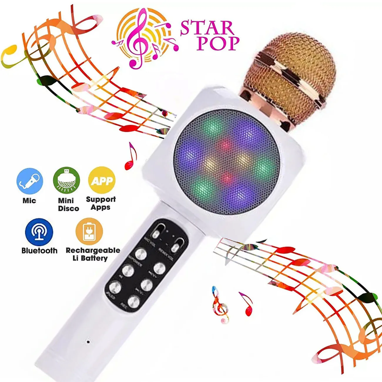 Микрофон W1816 микрофон беспроводной с эффектом эхо подсветкой для караоке