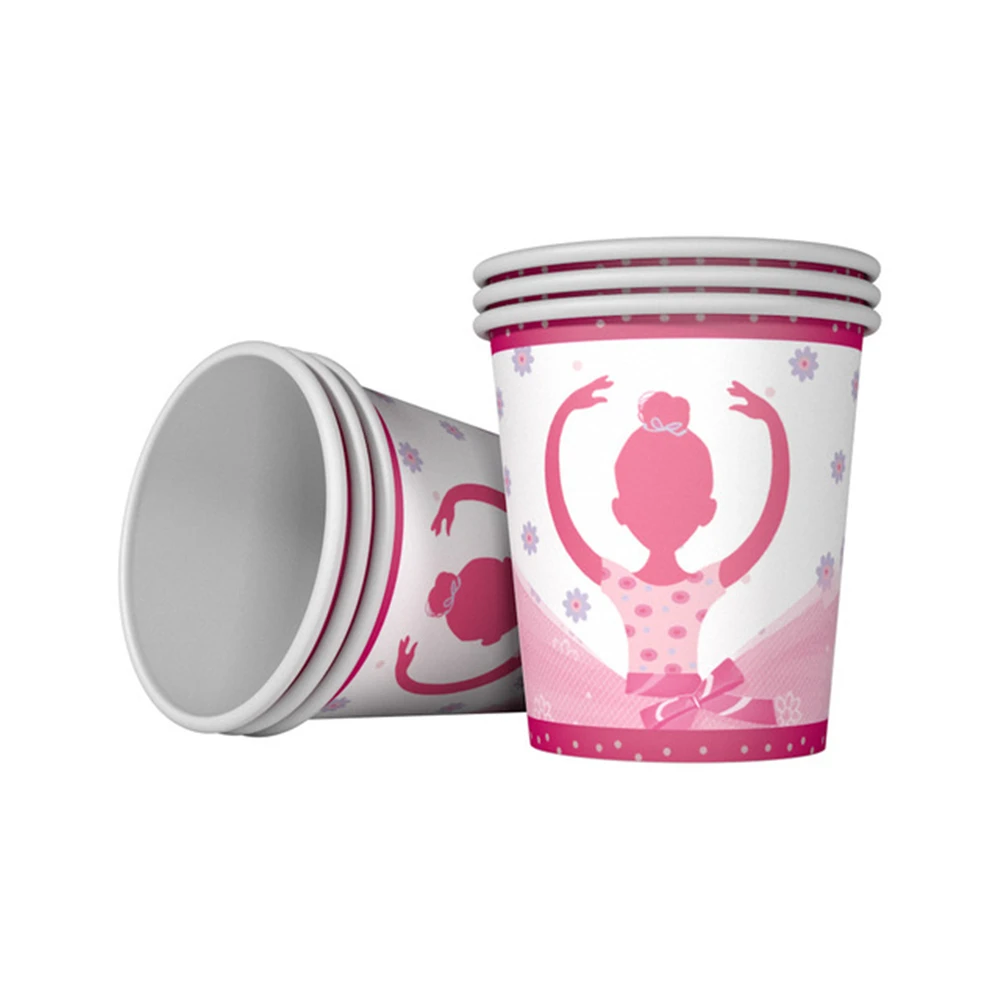 Балетная тематическая чашка для девочек одноразовая бумажная зеленая домашняя