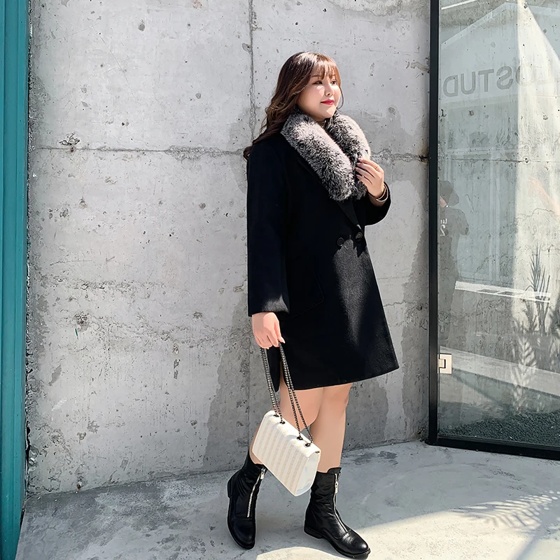 Толстые пальто женщин 2019 новое шерстяное натуральным лисьим мехом меховой