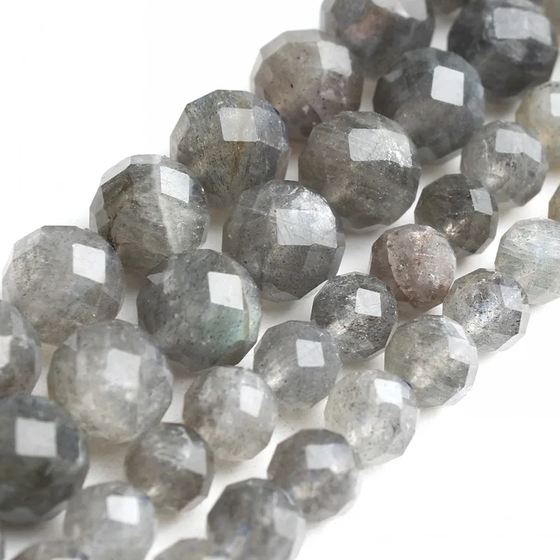 Бусины Из Натурального граненого камня AAA круглые бусины серого Лабрадорита