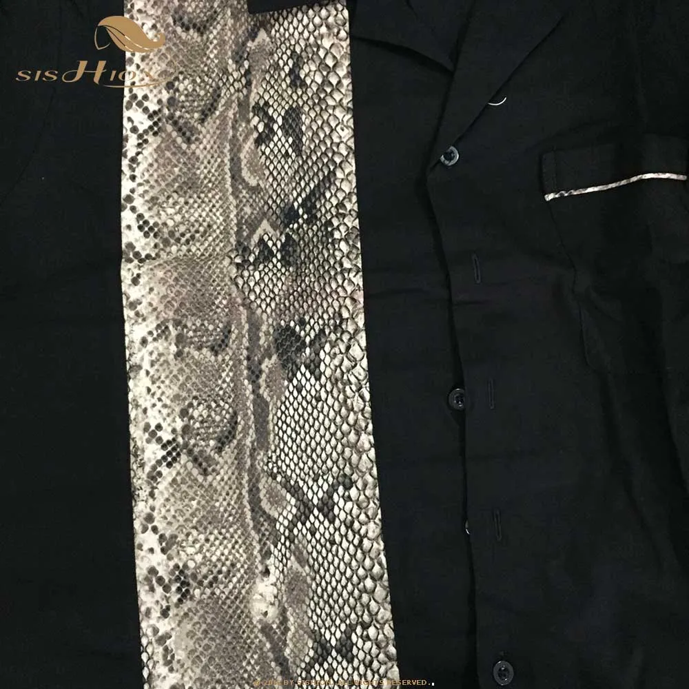 Рубашка мужская хлопковая в винтажном стиле с коротким рукавом и змеиным принтом