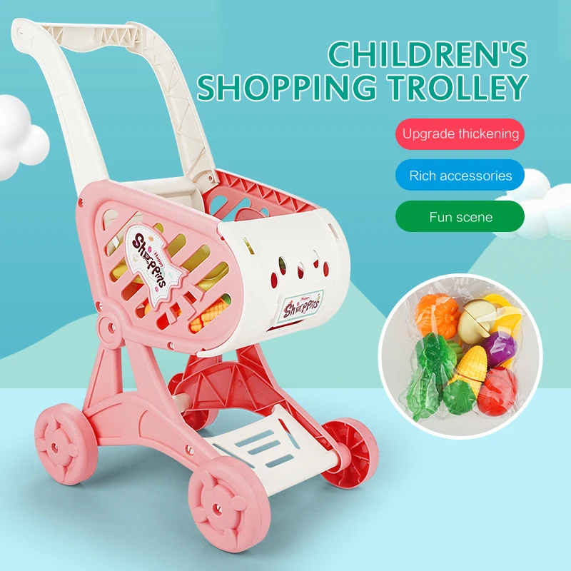 

1 шт. детская мультяшная Тележка для покупок, имитация фруктов и овощей, кавайный милый игровой домик, игрушка для малышей, подарок для детей