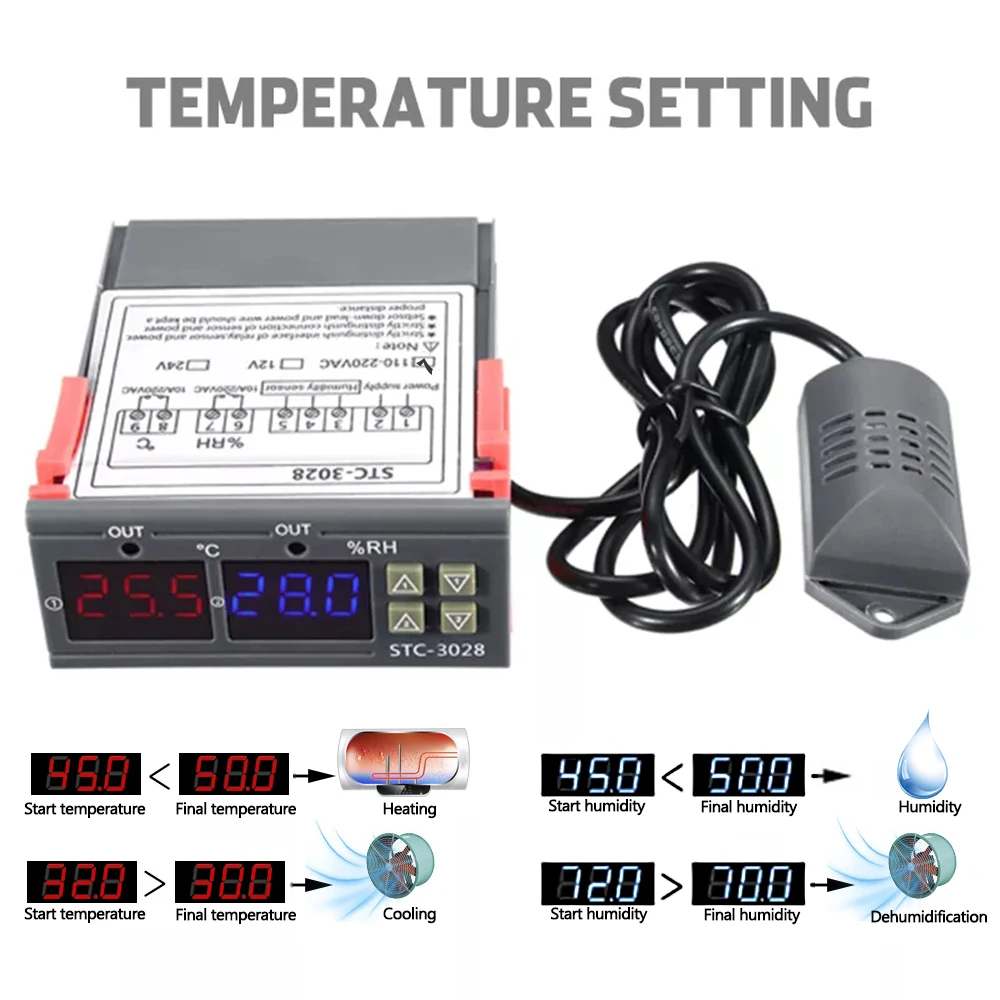 Контроллер температуры термостата 12 В С встроенным датчиком|Приборы для