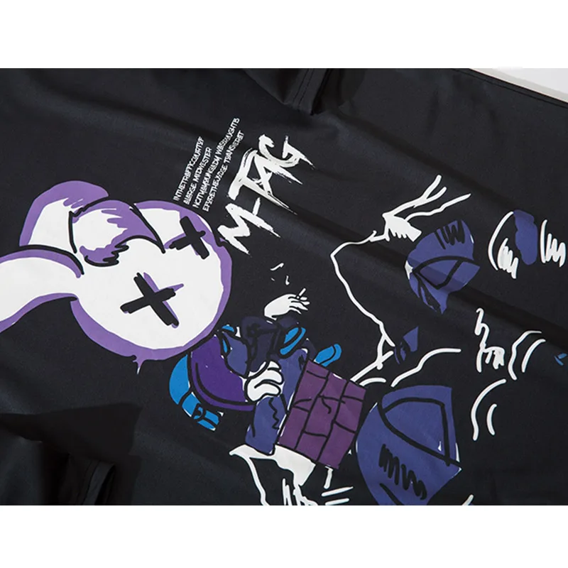 

JING ZHE Men T-shirt Funny Cool Rabbit Print Tee Shirts Summer High Street Style Tops Couple Fashion Harajuku Hip Hop Streetwear