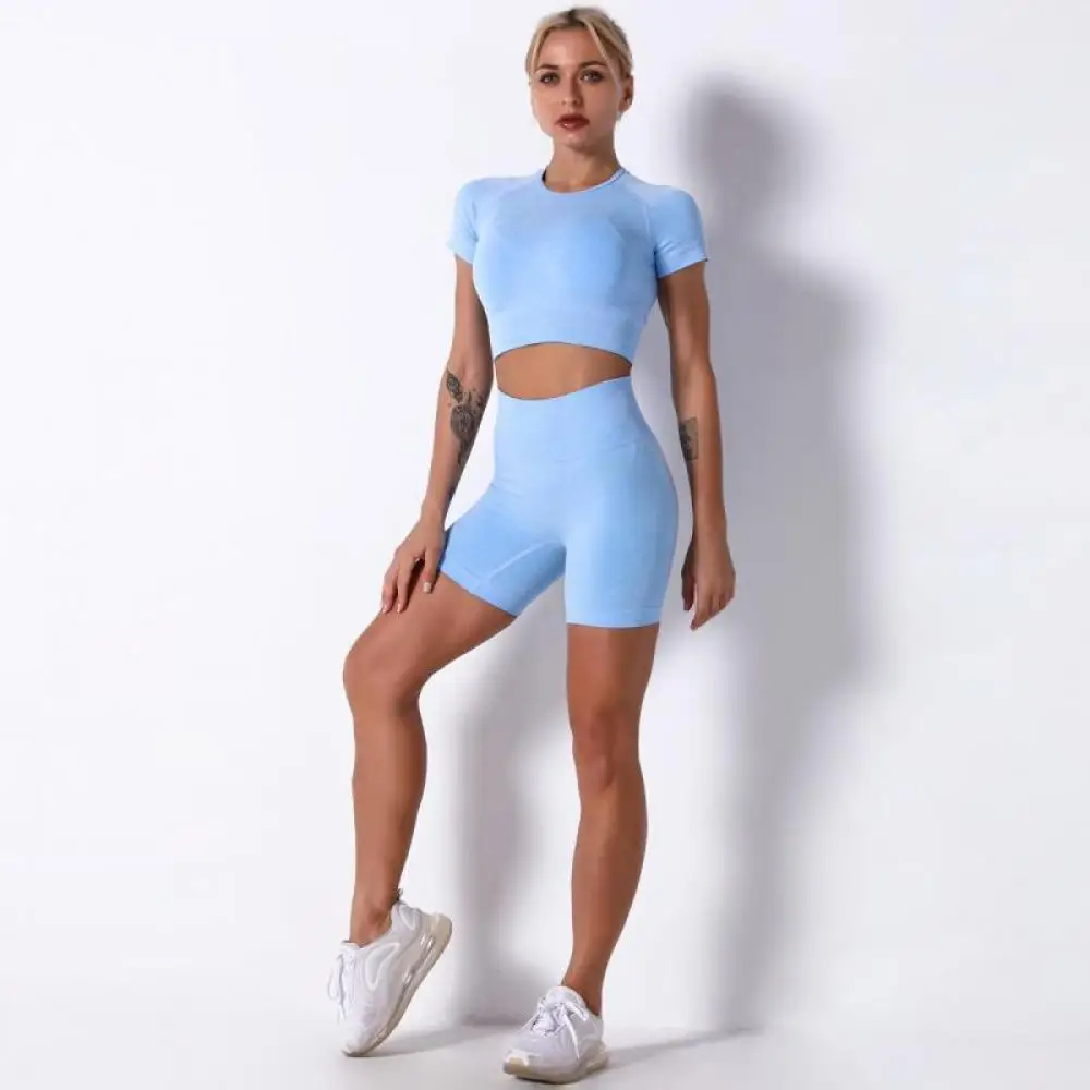 

Комплект из двух предметов, женская одежда для спортзала, спортивный костюм для фитнеса, женская одежда, бесшовные леггинсы с высокой талие...