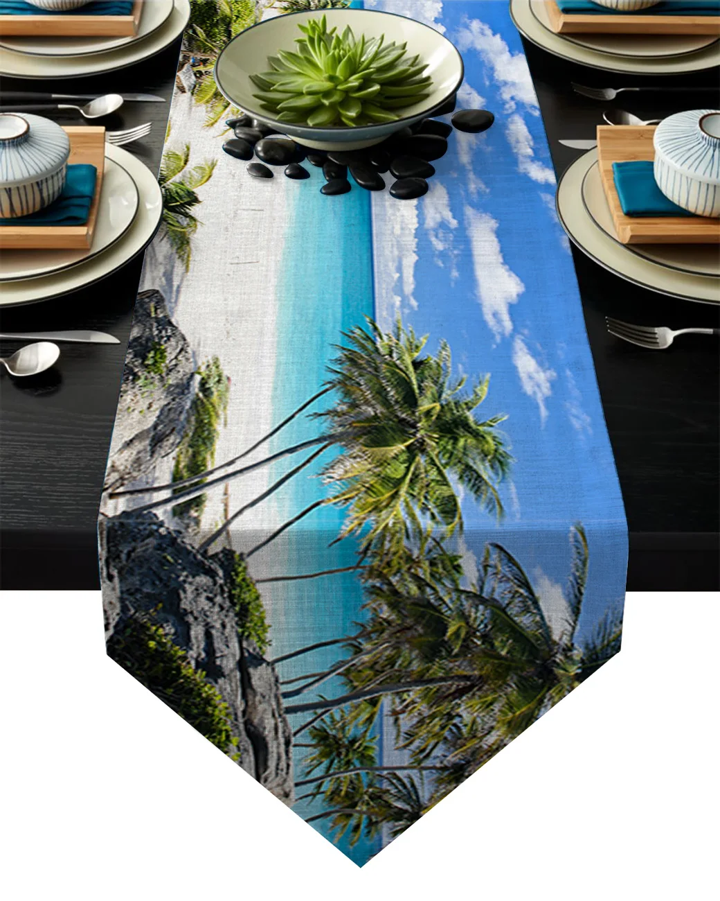 Пляжный лес тропические деревья небо стол бегунок комод шарфы кухонный бегуны