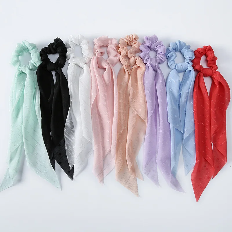 

Sweet Korea Solid Color Chiffon Hair Scrunchies Tailing Hair Rope For Women Girls Daily Gentle Elastic Headwear Hair Accessories