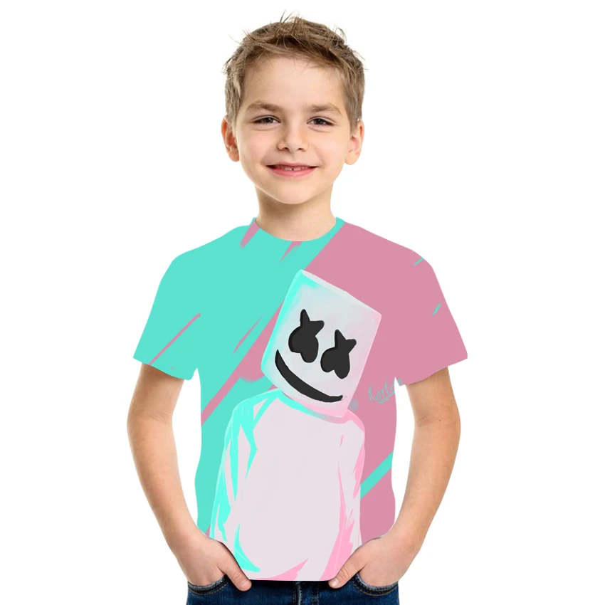 

2021 summer new style 3D printed clothing boy and girl T-shirt loose and comfortable milk silk fabric 4T-16T size
