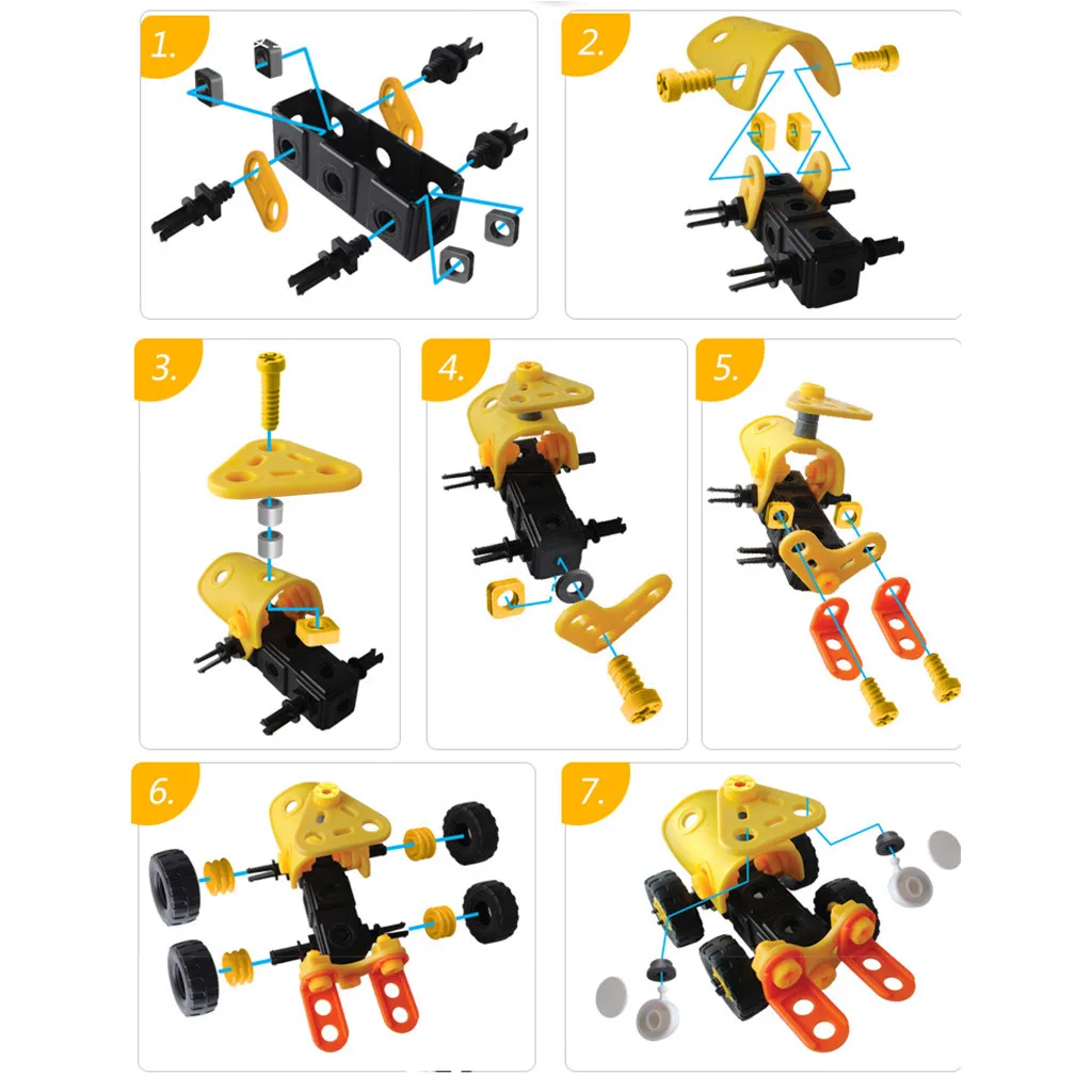 Разборка Сборная модель грузовик Детский пазл креативное ремесло самодельная